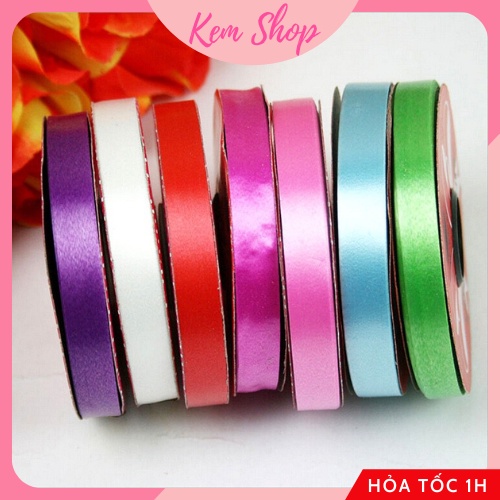 Dây ruy băng trơn màu 1.2cm dùng gói quà tặng, buộc bóng trang trí sinh nhật - Kem Shop K309