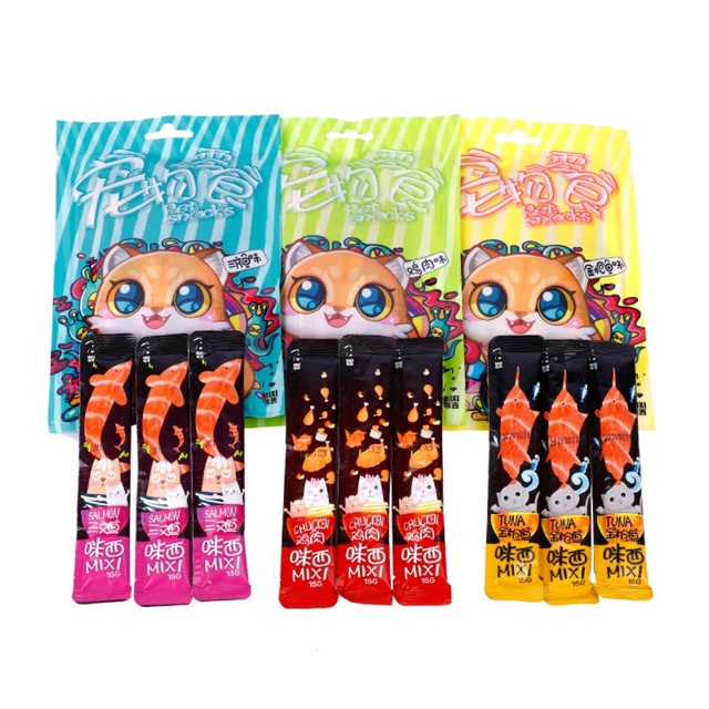 Súp thưởng cho mèo Mixi 15g kem dinh dưỡng tăng cân mèo con lớn nhỏ Con Mèo Xiêm