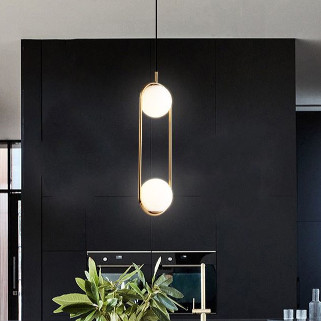 Đèn thả MONSKY ZATEM chao thủy tinh địa cầu, khung mạ vàng hình Elip 2 đầu độc đáo - kèm bóng LED chuyên dụng (83).