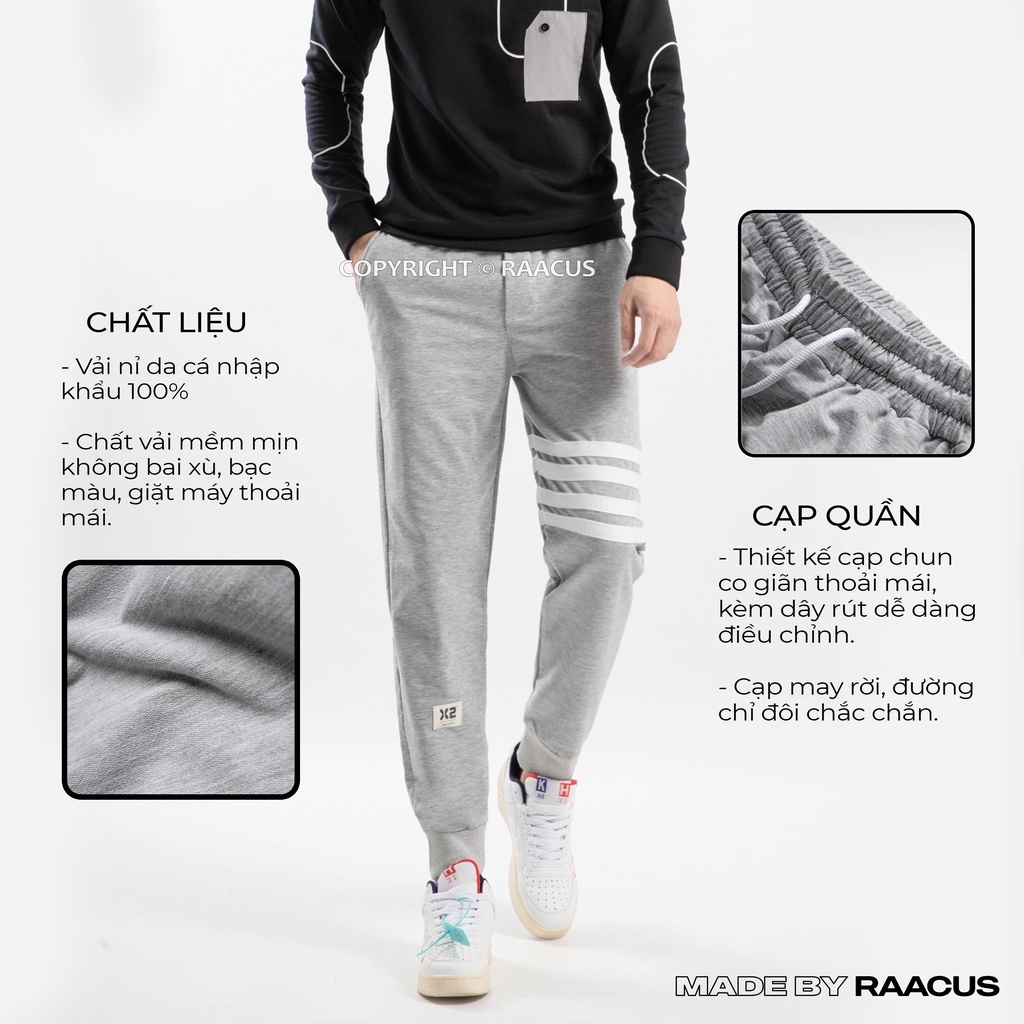 Quần jogger nam Raacusstore chất nỉ da cá ống rộng, quần nỉ jogger nam bo gấu big size phong cách ulzzang  - D1QD217