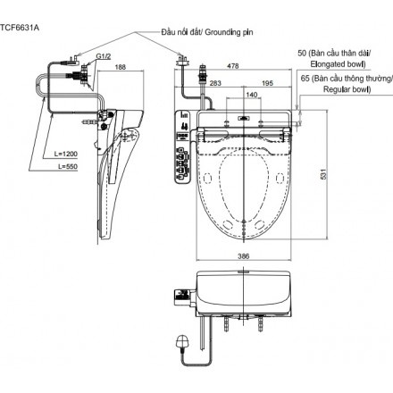 Nắp Rửa Điện Tử Washlet TOTO TCF6631A (W7)