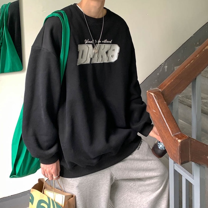 Áo nỉ tay dài cổ tròn plus size thời trang thu đông cho nam