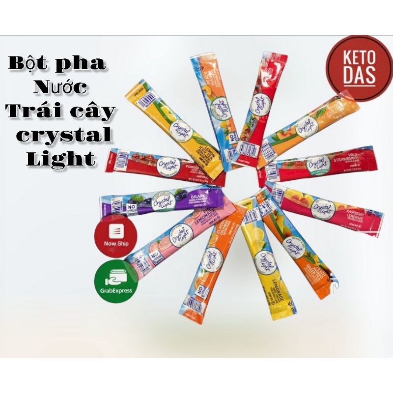 Bột pha nước trái cây Crystal Light (1gói) không đường ăn kiêng keto/das/lowcarb/gymers