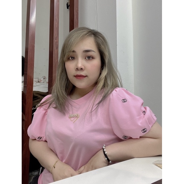 Áo thun thêu tay bồng kèm tag cài