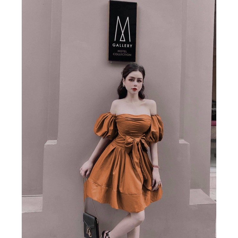 Đầm tiểu thư tay phồng hàng thiết kế Freesize dưới 55kg - Carotshop