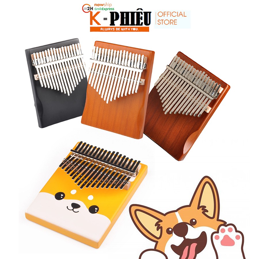 Đàn kalimba 17 phím gỗ nguyên khối tặng stick màu CÓ SẴN- giao TP.HCM 2H KP006