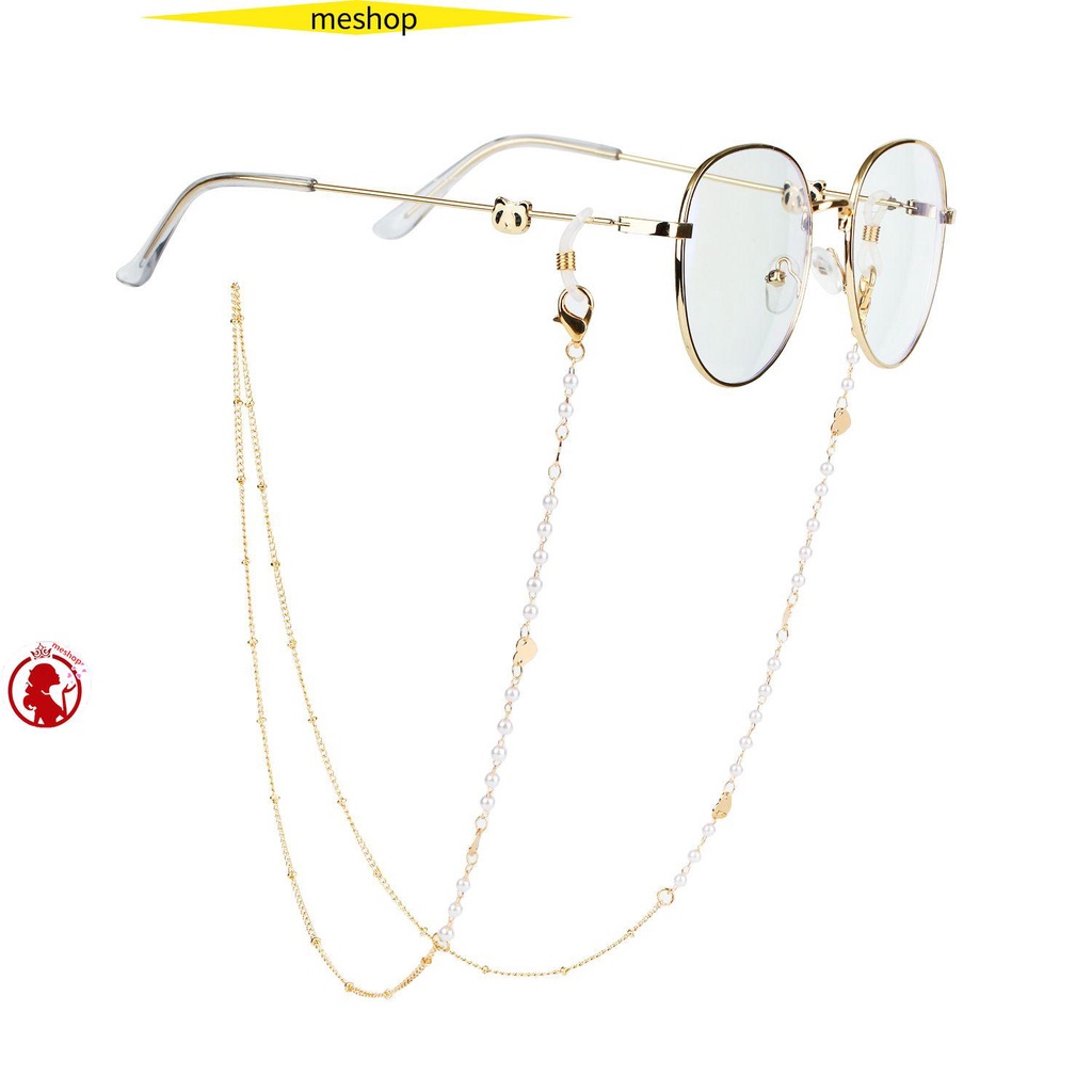 Giá Đỡ Mắt Kính Bằng Kim Loại Phối Dây Xích Đính Ngọc Trai Phong Cách Bohemian Cho Nữ