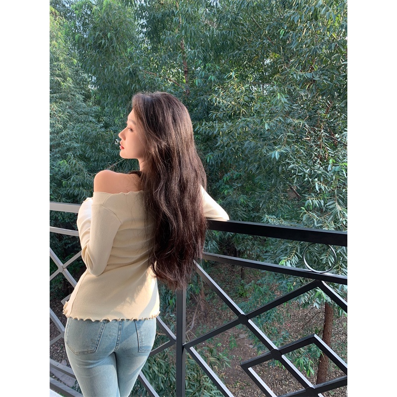 Áo sweater dệt kim tay dài đính nơ xinh xắn thời trang phong cách Hàn Quốc cho nữ