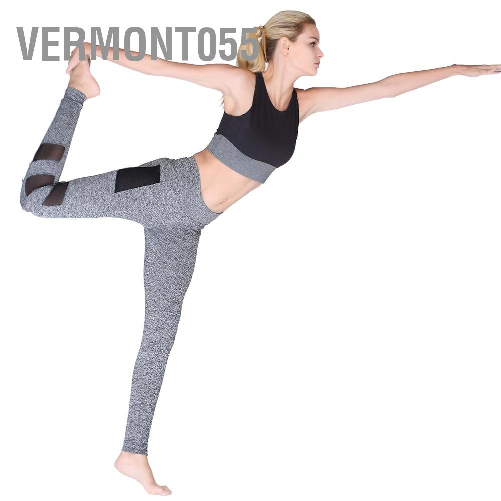 Vermont055 Women Breathable Exercise Fitness Yoga Leggings Stretchy Workout Gym Long Pants