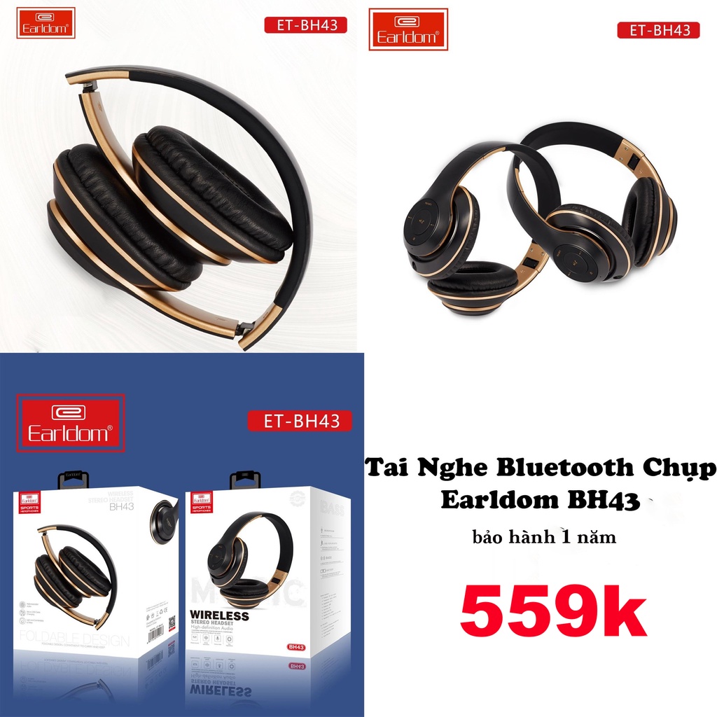 Tai nghe chụp Bluetooth Earldom ET-BH43 ( bảo hành 1 năm )