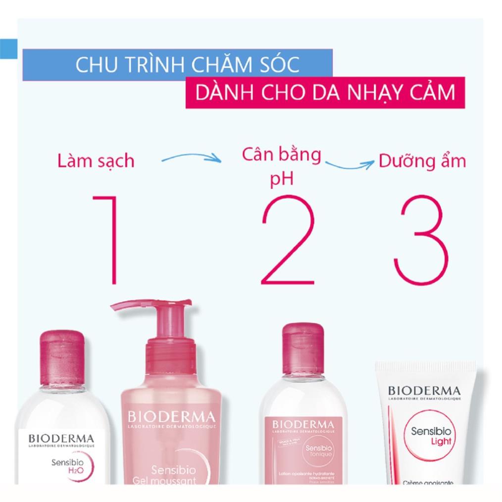 Bộ đôi gel rửa mặt và kem dưỡng ẩm Bioderma Sensibio Gel Moussant 200ml và Sensibio Light 40ml