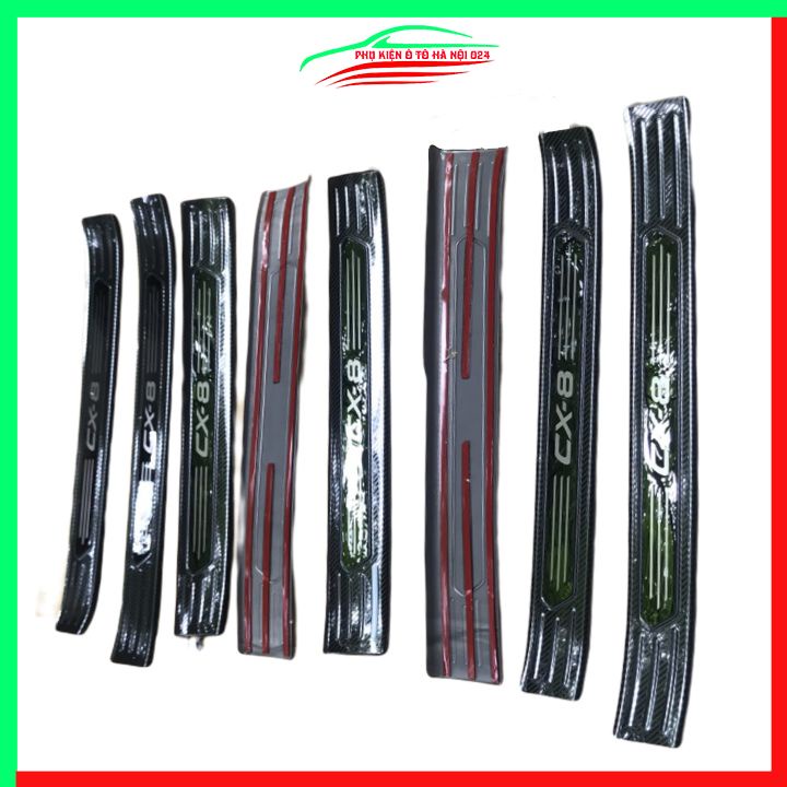 Ốp bậc cửa, nẹp bước chân CX8, CX-8 2019-2021 vân cacbon chống trầy bảo vệ trang trí xe