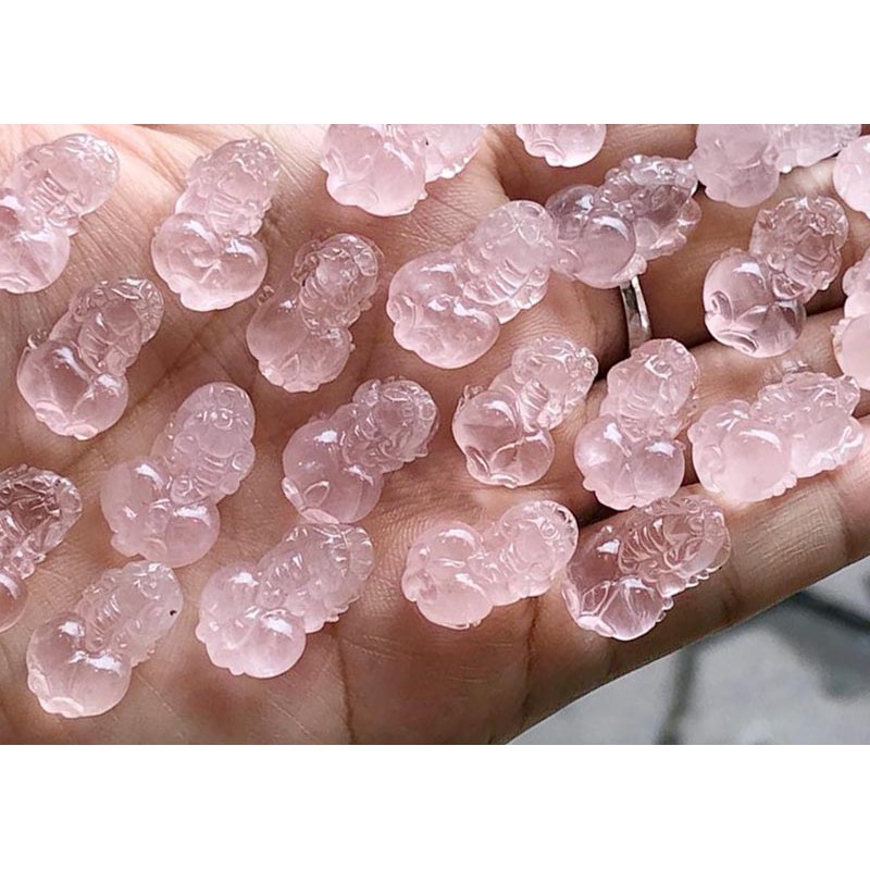 Cụ Tỳ Hưu Rose Quartz màu hồng thiên nhiên Tặng kèm móc bạc TH095 - Hợp mệnh Hỏa, Thổ