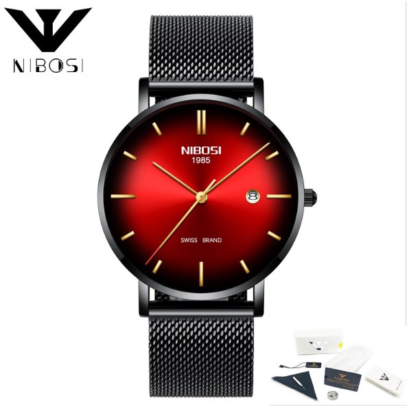 Đồng hồ Nibosi nam 2362 fullbox (đen đen đỏ)