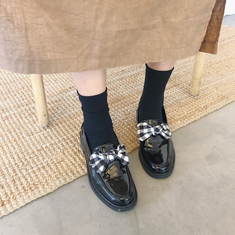 ulzzang (Sẵn + clip) Giày loafer 4 chi tiết | BigBuy360 - bigbuy360.vn