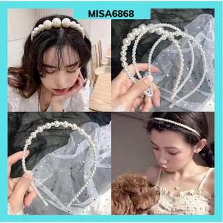 Bờm cài tóc ngọc trai nhân tạo phong cách Hàn Quốc mấn áo dài tết cô dâu