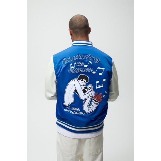 Order áo khoác auth tuồn ZARA của nam Áo khoác bomber phối vải có miếng đáp trang trí