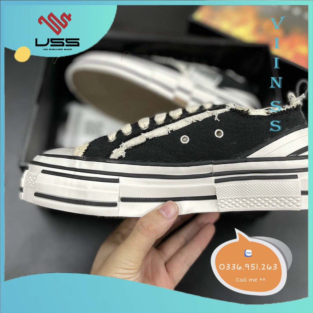 Giày Thể Thao Sneaker Nam Nữ 📌 Giày XVessel Full Đen💝Giày CV Rách Đen💝Đế Gỗ 100%💝Nam Nữ Đều Đi Được💝Tăng Chiều Cao 3-5cm | BigBuy360 - bigbuy360.vn