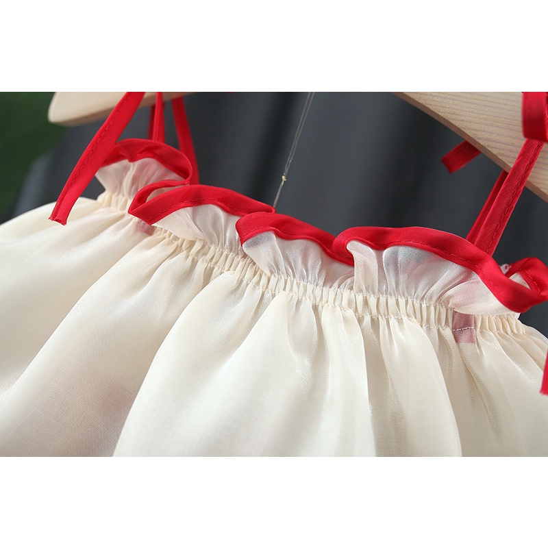 Bộ Đầm Yếm Vải Voan Mềm Mại + Quần Short Phối Lưới Thoáng Khí Dễ Thương Cho Bé