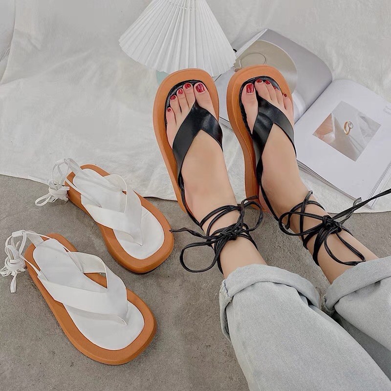 ORDER sandal nữ đế xuồng cột dây có ảnh thật shop chụp ở sau