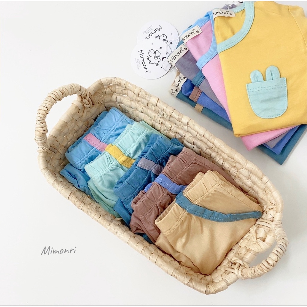 [SALE] Bộ Quần Áo Bé Gái, Bé Trai KIMCHIBABY Vải Thun Lạnh  Túi Ngực Tai Thú, Đồ Bộ Cho Bé Mặc Nhà Thu Đông KWTD2211