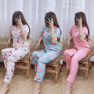 Đồ bộ pijama gấm - tay ngắn quần dài