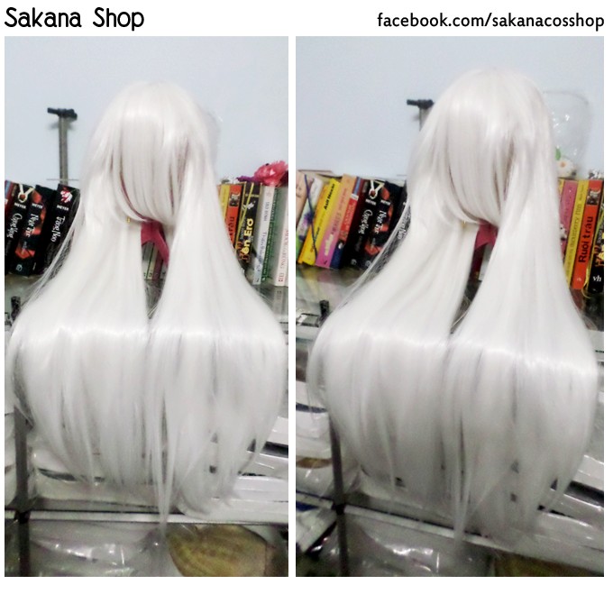 Tóc giả cosplay 80cm 100cm trắng tinh Sakana cosplay - wig lưới hoa hóa trang halloween