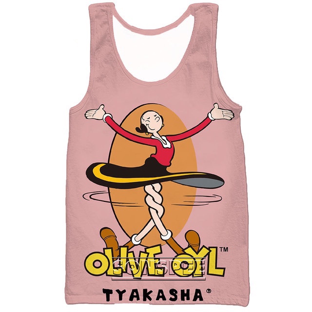 Áo Tank Top Sát Nách In Hình Thủy Thủ Popeye the Spinach Olive Oyl Hoạt Hình 3D Giản Dị Dành Cho Nam Tập Gym