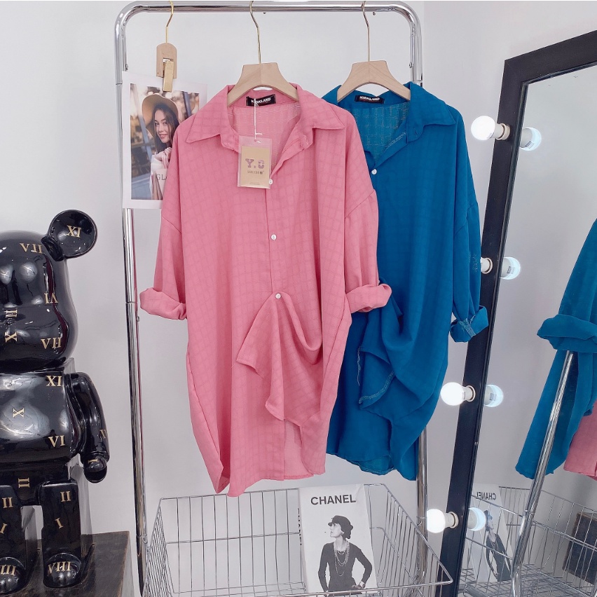 Váy Sơ Mi Nữ Cao Cấp from rộng dáng Suông kẻ đuôi tôm, Đầm nữ xinh dáng dài mặc đi chơi phong cách Hàn Quốc 2022