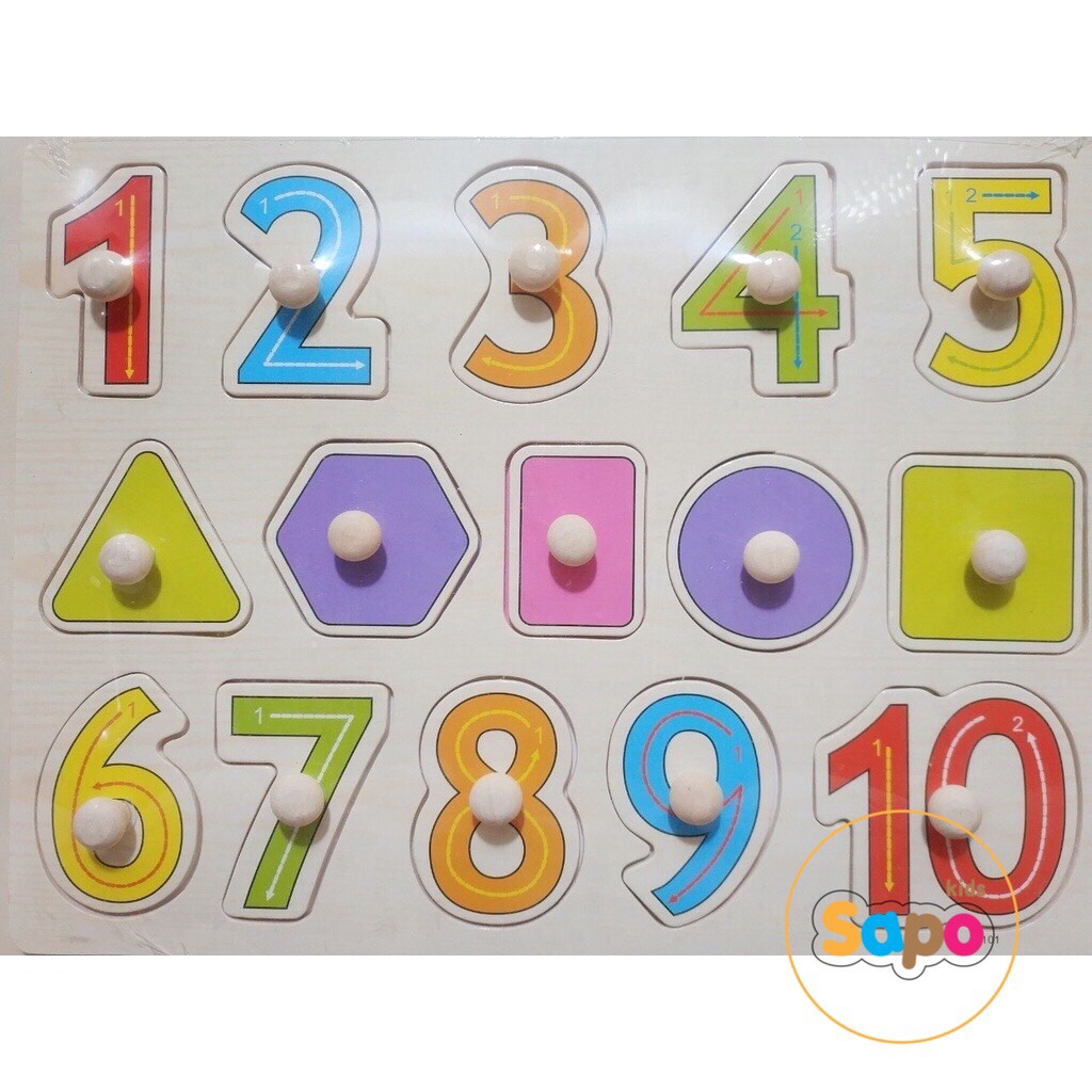 Đồ Chơi Bảng Ghép Hình Núm Gỗ, Đồ Chơi Ghép Hình Hàng Đẹp Loại Bảng To Sapo Kids