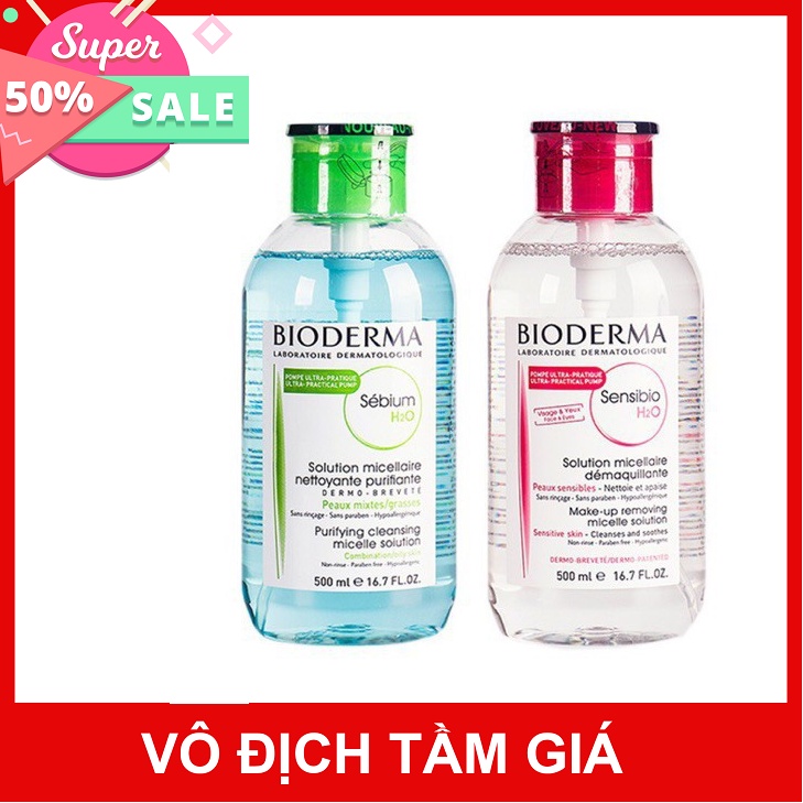 Nước tẩy trang bioderma 500ml nắp nhấn