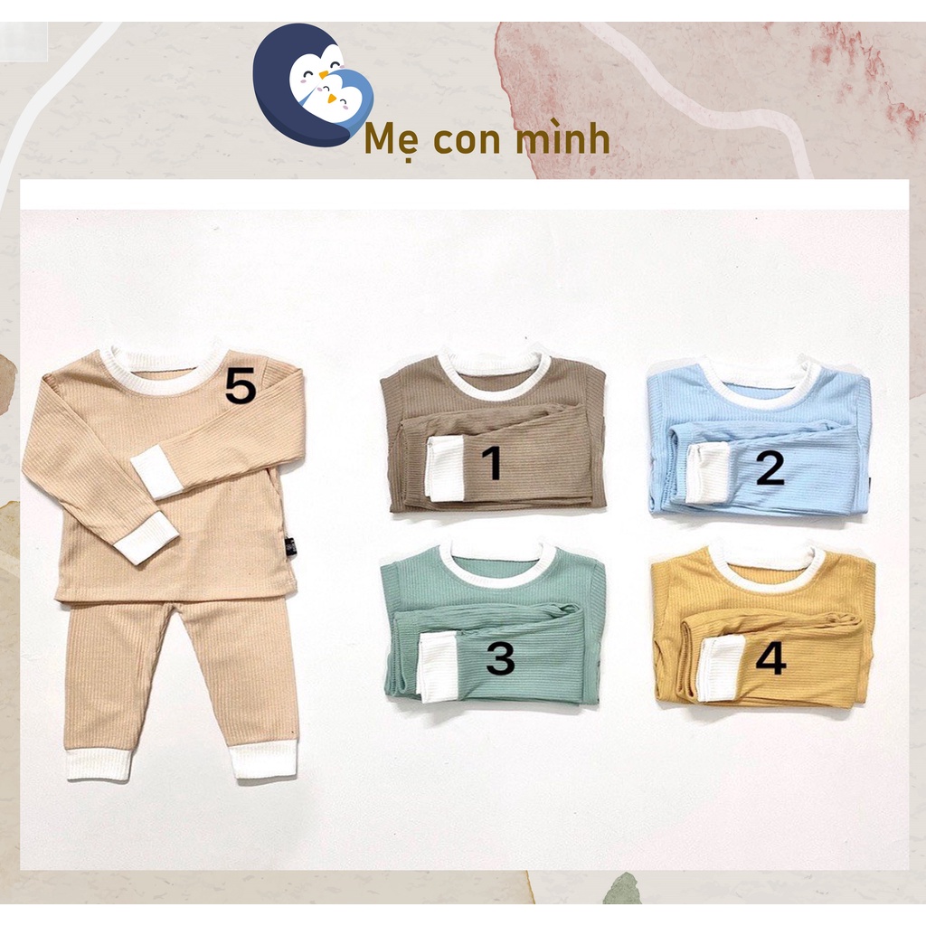 Bộ dài tay bé trai/bé gái - Bộ thun tăm viền trắng cho bé