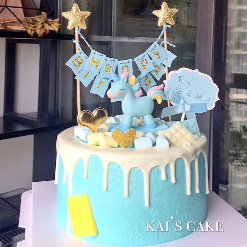 Bộ dụng cụ trang trí bánh kem hình chữ happy birthday nhiều màu sắc