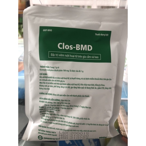 Clos-BmD viêm ruột hoạ tử trên gia súc gia cầm gói 100g