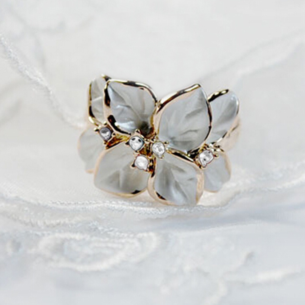 Nhẫn hợp kim thiết kế hình hoa đính đá nhiều màu sắc sang trọng quý phái dành cho nữ