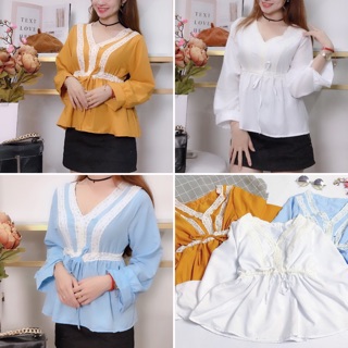 Áo peplum viền ren siêu xinh HÌNH THẬT 100%