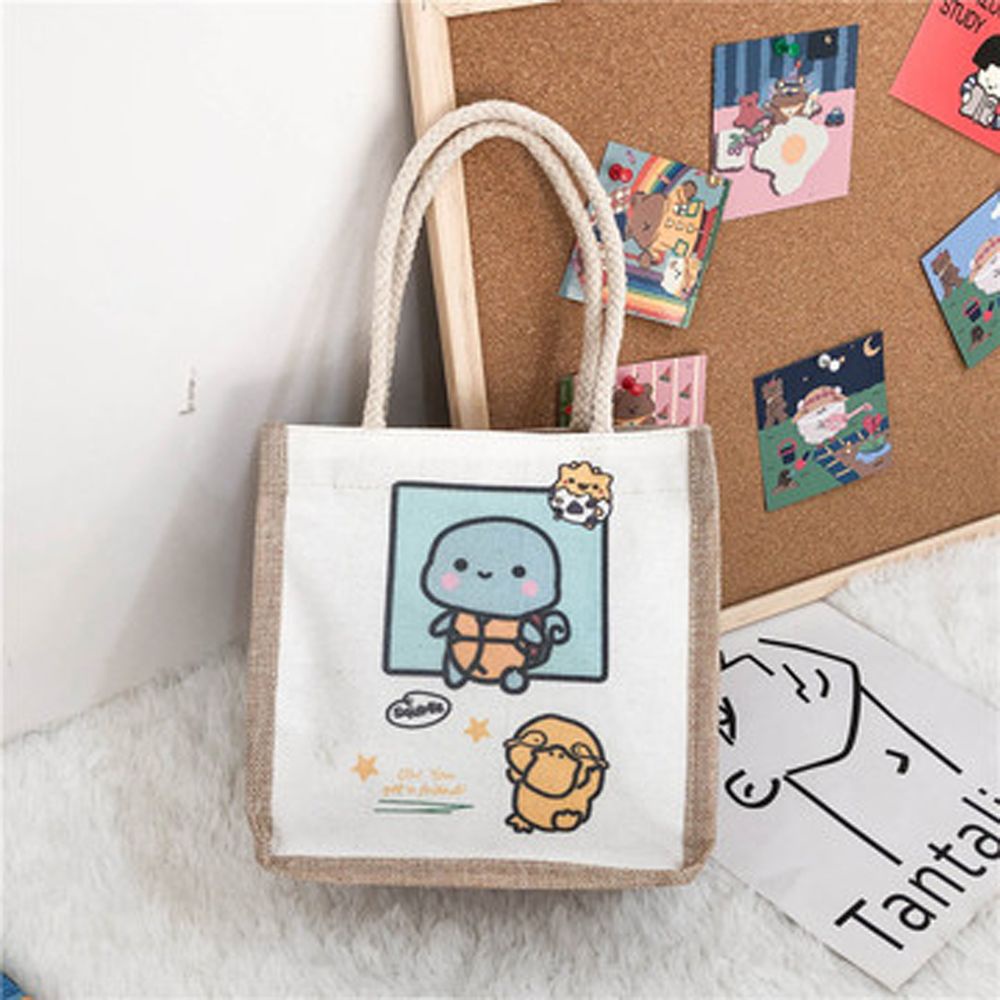 Túi xách bằng canvas in hình chú gấu / chú thỏ / chú rùa dễ thương dành cho nữ