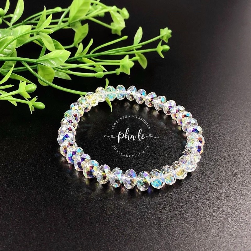 Vòng Tay Pha Lê Tròn Dẹp 08mm Được Thiết Kế Từ Pha Lê Swarovski