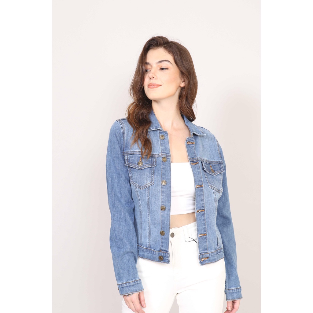 Áo Khoác Denim Jacket, áo khoác bò nữ Trơn CT Jeans