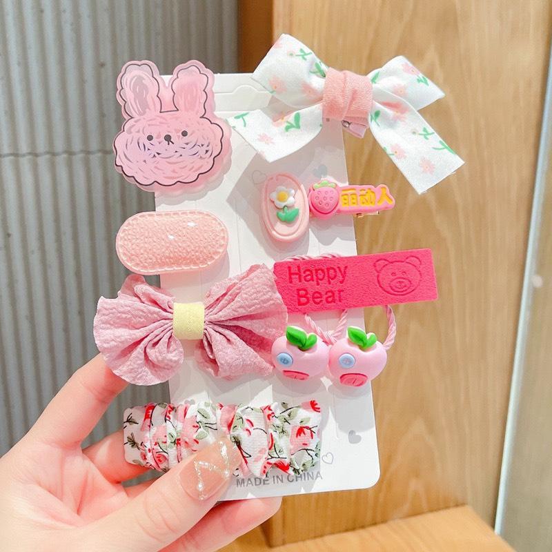 Set 8 Kẹp Tóc Cột Tóc Bé Gái