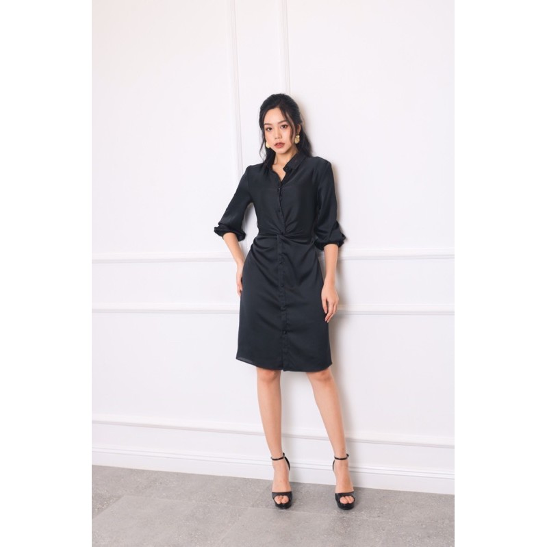 Váy sơ mi xoắn eo vải lụa | BigBuy360 - bigbuy360.vn