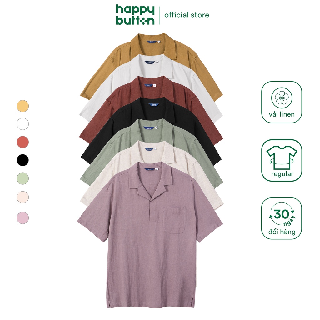 Áo Sơ Mi Nam Cổ Danton Chui Đầu - vải linen, form regular fit - Happy Button