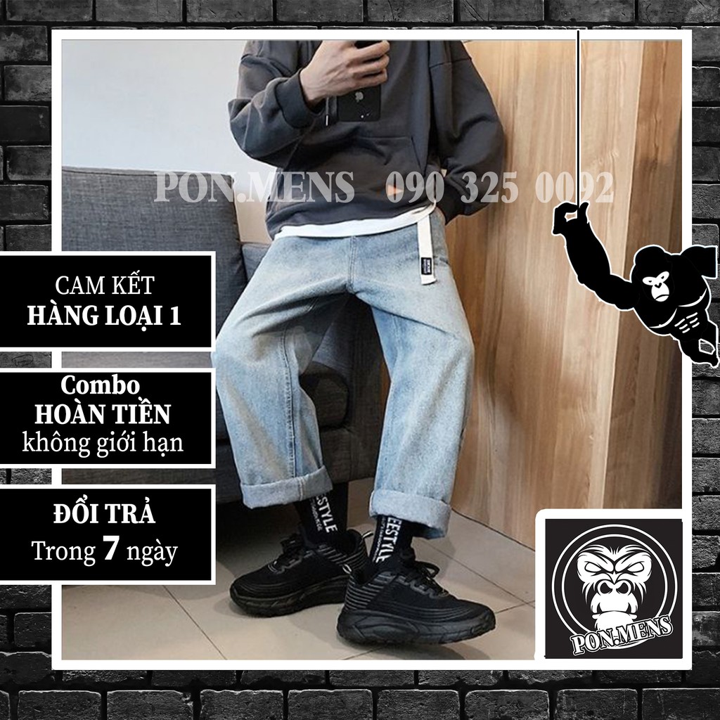 [size lớn] Quần jean nam ống rộng màu xanh ghi nhạt | BigBuy360 - bigbuy360.vn