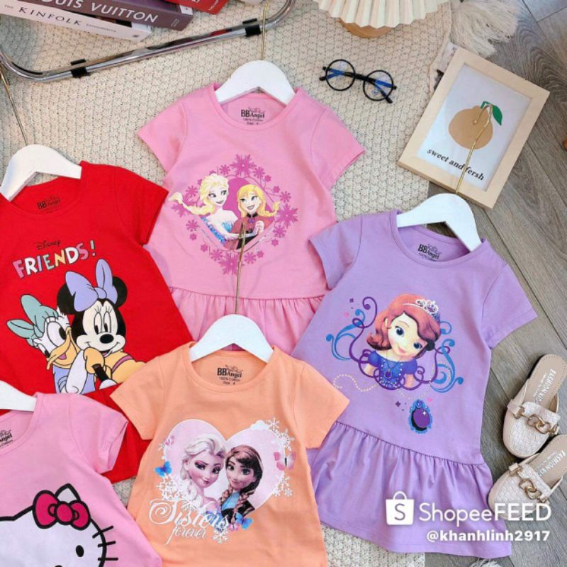 [Váy cotton hàng đẹp cao cấp] Váy - Đầm cho bé gái - Váy đuôi cá nhân vật hoạt hình, công chúa cho bé 7-26kg
