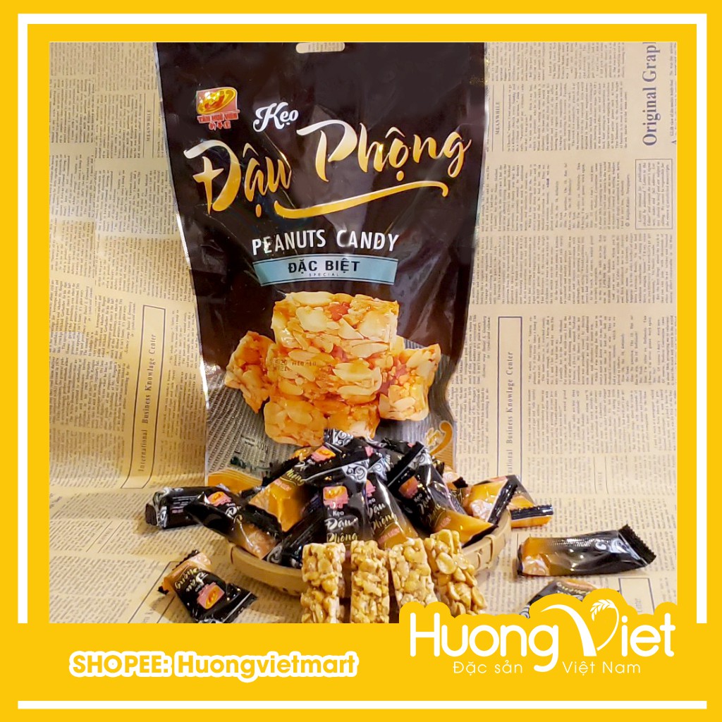 Kẹo đậu phộng đặc biệt Tân Huê Viên giòn ít ngọt 400gr, đặc sản kẹo thèo lèo miền tây Sóc Trăng