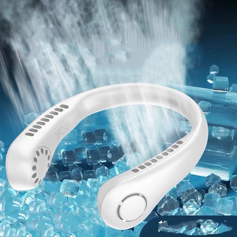 Quạt Đeo Cổ Mini Tích Điện Không Cánh Quạt Cầm Tay Mini Tiện Dụng Cho Người Tập GYM Thể Thao Văn Phòng Đèn Rọi Ray ASAKI