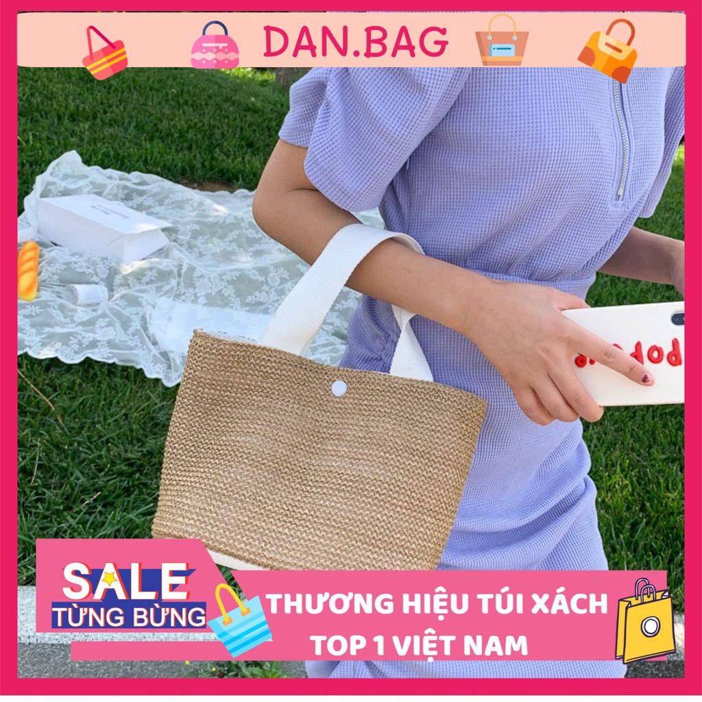 Túi Xách Nữ Vải Cói phối dây quai bản to phối đồ theo phong cách Hàn Quốc mã 3620