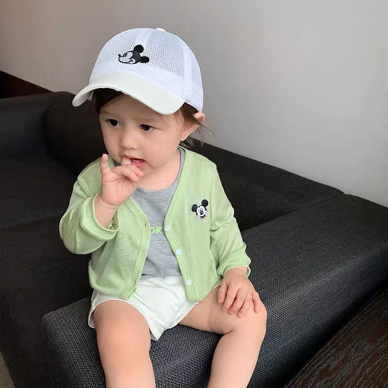 Áo khoác sơ mi Cotton mỏng chống nắng thêu họa tiết hoạt hình dễ thương cho bé