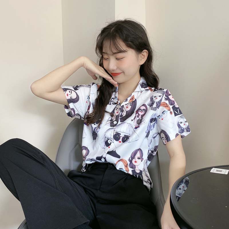 Áo sơ mi tay dài/tay ngắn in chữ phong cách graffiti thời trang Hàn Quốc và mũ thời trang (bán riêng) | BigBuy360 - bigbuy360.vn