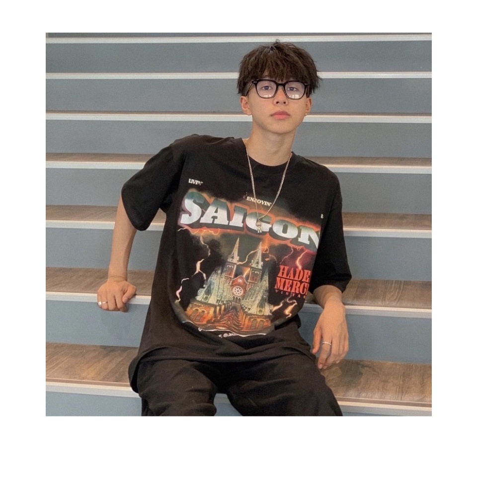 Áo thun tay lỡ unisex Hades SAIGON MOSSSHOP - Áo phông nam nữ phong cách hàn quốc ulzzang form rộng 65kg